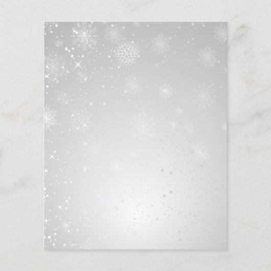 Papier Budget Silver Aqua Snowflakes Faire-part de mariag (Dos)
