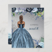 Papier Budget Silver Blue Robe Sweet 16 anniversaire (Devant / Derrière)