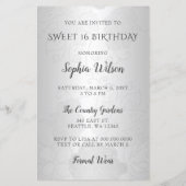 Papier Budget Silver Dusty Blue Robe Sweet 16 Invitation (Dos)