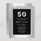 Papier Budget Silver Foil 50e anniversaire Invitation de (Devant / Derrière)