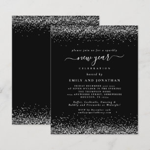 Papier Budget Silver Gilitter Noir Nouvel an Fête Invit