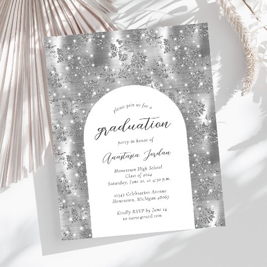 Papier Budget Silver Glam Floral Arch Invitation
