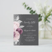 Papier Budget Silver Mauve Floral Gray 25th Anniversary (Debout devant)