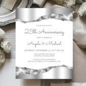 Papier Budget Silver Mirror Foil 25th Anniversary Invite