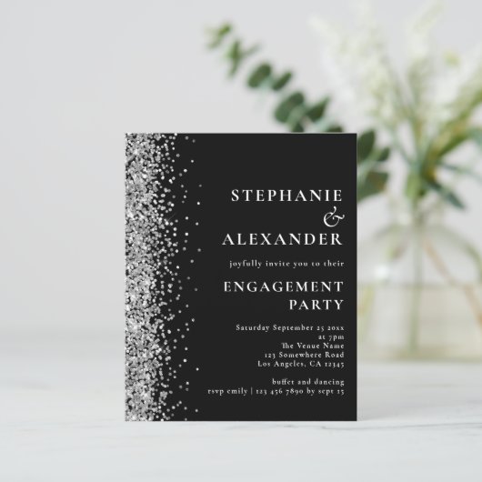 Papier Budget Silver Parties scintillant Engagement Parti (Debout devant)