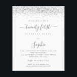 Papier Budget Silver Parties scintillant Girly Invitation<br><div class="desc">Il y a deux options de papier à choisir pour cette taille (4, 5 x 5, 6 po) dans la plage Budget. Pour ce produit, je recommanderais le semi-brillant qui est un stock de carte de 110 gsm, semblable en épaisseur à une carte postale. L'option Satin est un papier beaucoup...</div>