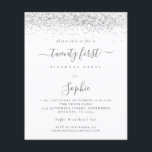 Papier Budget Silver Parties scintillant Girly Invitation<br><div class="desc">Il y a deux options de papier à choisir pour cette taille (4, 5 x 5, 6 po) dans la plage Budget. Pour ce produit, je recommanderais le semi-brillant qui est un stock de carte de 110 gsm, semblable en épaisseur à une carte postale. L'option Satin est un papier beaucoup...</div>