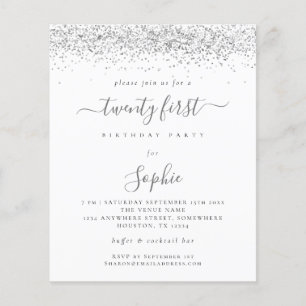 Papier Budget Silver Parties scintillant Girly Invitation