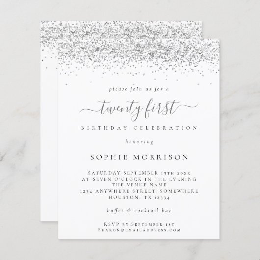 Papier Budget Silver Parties scintillant Vingt premier In (Devant / Derrière)