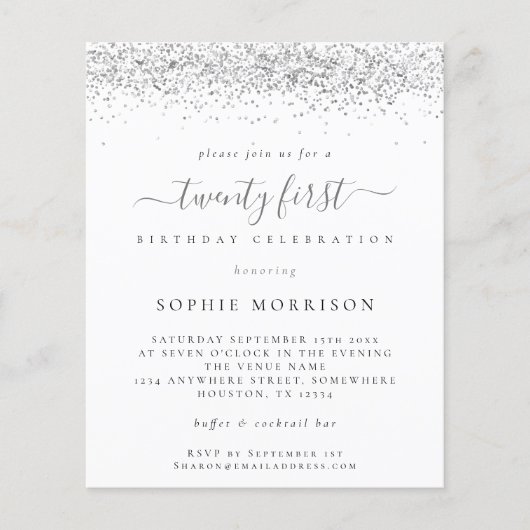 Papier Budget Silver Parties scintillant Vingt premier In (Devant)