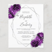 Papier Budget Silver Purple Floral Blanc QR Code Mariage (Devant)