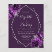 Papier Budget Silver Purple Plum Floral QR Code Mariage (Devant)