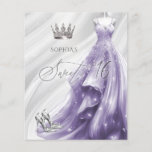 Papier Budget Silver Purple Robe Sweet 16 Invitation<br><div class="desc">Budget Argent Purple Robe Étincelle Princesse Sweet 16 Invitation</div>