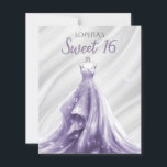 Papier Budget Silver Purple Robe Sweet 16 invitation<br><div class="desc">Budget Argent Purple Éperche robe douce 16 Anniversaire Invitation</div>