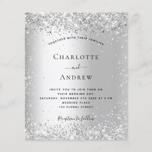 Papier Budget Silver QR code RSVP faire-part de mariage (Devant)