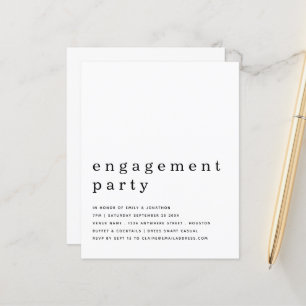 Papier Budget Simple Black White Engagement Invitation