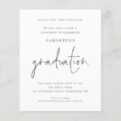 Papier Budget Simple Black White Grad Luncheon Invitation (Devant)