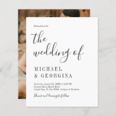 Papier Budget Simple Black White Photo Faire-part de mari (Devant / Derrière)