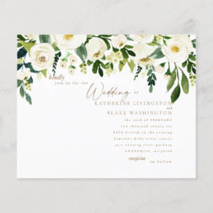 Papier Budget Simple Blanc Floral & Mariage Or