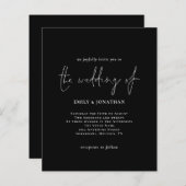 Papier Budget Simple Blanc Noir Faire-part de mariage (Devant / Derrière)