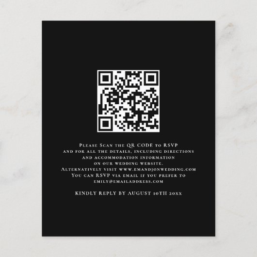 Papier Budget Simple Blanc Noir QR Code invitation de mar (Dos)