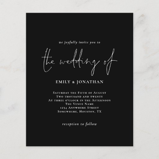 Papier Budget Simple Blanc Noir QR Code invitation de mar (Devant)