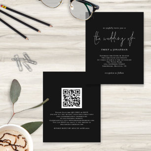 Papier Budget Simple Blanc Noir QR Code invitation de mar