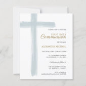 Papier Budget Simple Blue Cross Boy First Holy Communion (Devant)