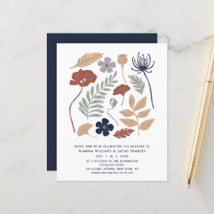Papier Budget Simple Blue Redwood Flowers Moderne Mariage