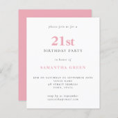 Papier Budget Simple Blush rose 21e Anniversaire Invitati (Devant / Derrière)