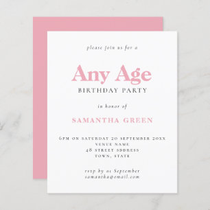 Papier Budget Simple Blush Rose Age Invitation Anniversai