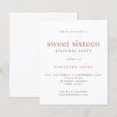 Papier Budget Simple Blush Sweet 16 Anniversaire Invitati (Devant / Derrière)