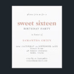 Papier Budget Simple Blush Sweet 16 Anniversaire Invitati<br><div class="desc">Budget Simple Texte Blush Sweet 16 Anniversaire Fête Invitation. Un rapport qualité/prix inférieur 4, 5 x 5, 6 pouces alternative par défaut à l'option semi-brillant qui est recommandé pour les invitations et est une épaisseur similaire à une carte postale. L'option satin est beaucoup plus mince papier mieux pour les enceintes....</div>