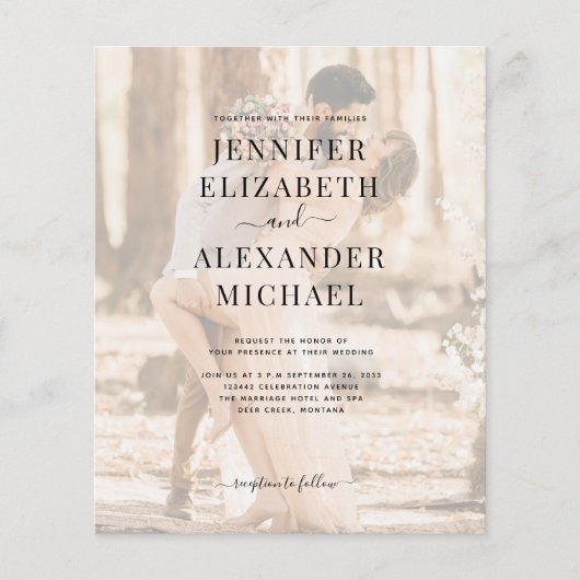 Papier Budget Simple Calligraphie Photo Tout en un Mariag (Devant)