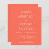 Papier Budget Simple Chic Orange Coral Mariage Invitation (Devant / Derrière)