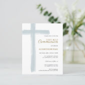Papier Budget Simple Croix Bleue Garçon Première Communio (Debout devant)
