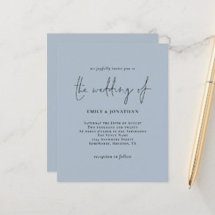 Papier Budget simple Dusty Blue Faire-part de mariage
