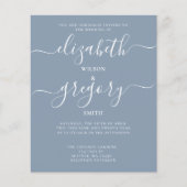 Papier Budget Simple Dusty Blue Moderne Faire-part de mar (Devant)