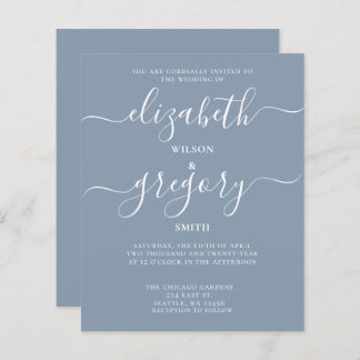 Papier Budget Simple Dusty Blue Moderne Faire-part de mar