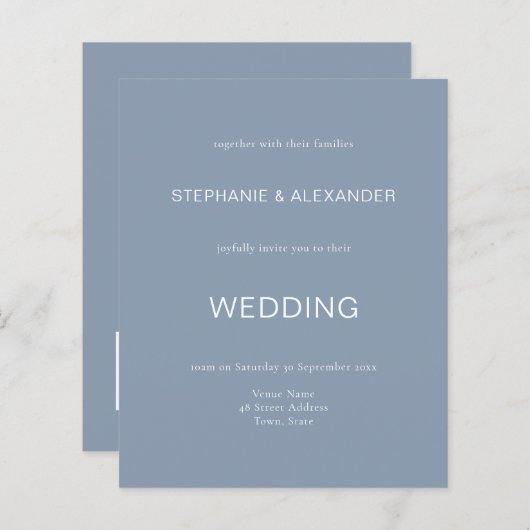 Papier Budget Simple Dusty Mariage QR Code Invitation (Devant / Derrière)