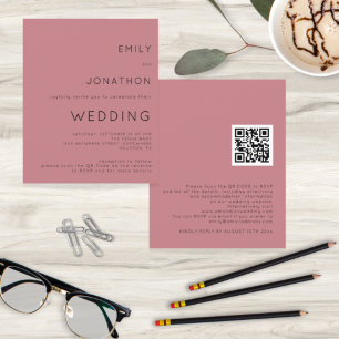 Papier Budget Simple Dusty Rose QR Code de mariage Invita