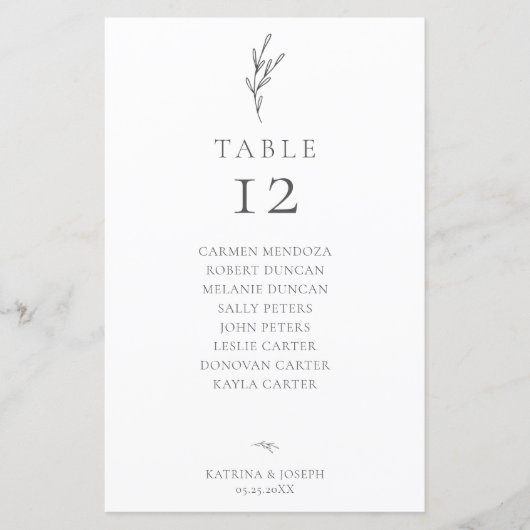 Papier Budget Simple Élégant Minimum Mariage Siège (Devant)