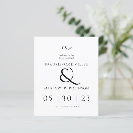 Papier Budget Simple Elegant Non Photo Enregistrer la dat (Debout devant)