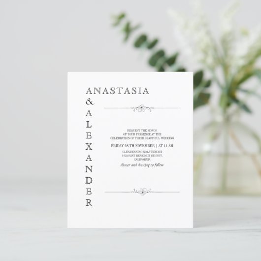 Papier Budget Simple Faire-part de mariage. (Debout devant)