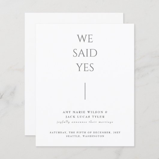 Papier Budget Simple Faire-part de mariage élégant (Devant / Derrière)