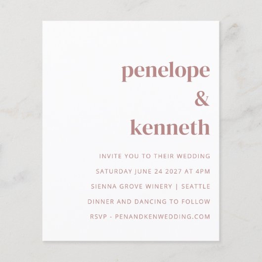 Papier Budget Simple Faire-part de mariage en terre cuite (Devant)