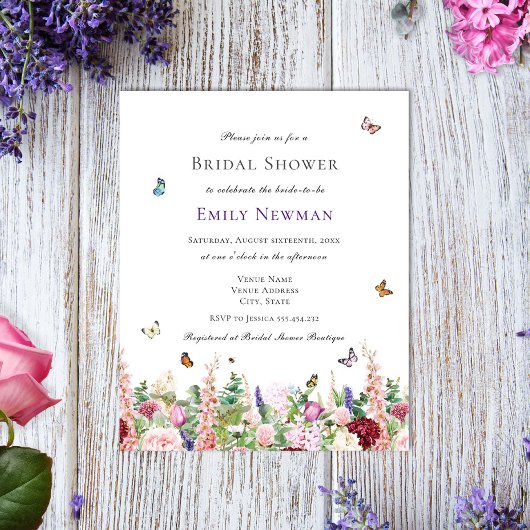 Papier Budget Simple Fête des mariées papillon floral