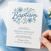 Papier Budget simple Floral Baptism Invitation pour Garço