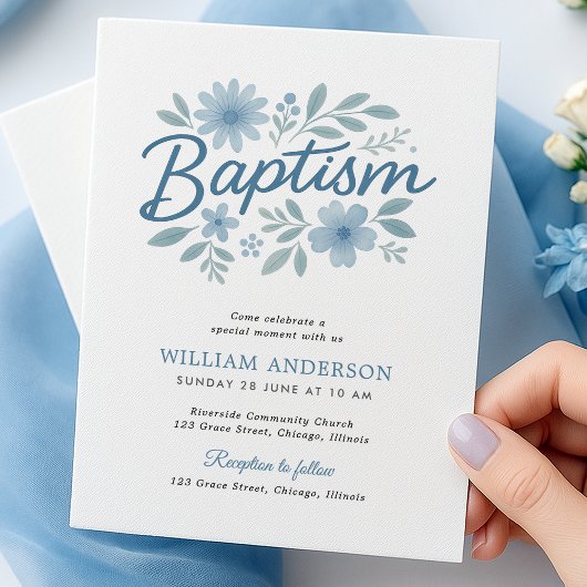 Papier Budget simple Floral Baptism Invitation pour Garço