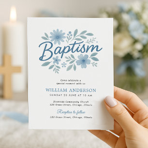 Papier Budget simple Floral Baptism Invitation pour Garço